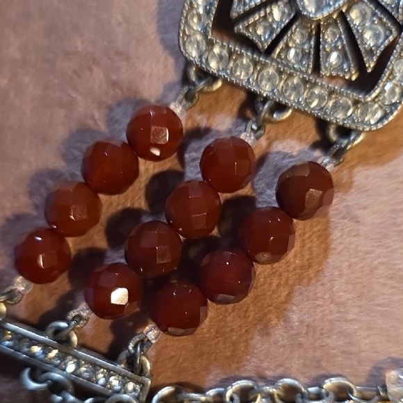 Haley Hill Silver and Burgandy Faceted Beaded Bracelet - Picture 4 of 6